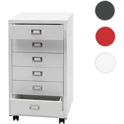 Rollcontainer HWC-L49, Schubladenschrank Stahlschrank Aktenschrank, Metall 75x40x41cm 6 Schubladen ~ wei√ü