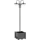 Furnicato Solar Laterne Stehleuchte 189 Cm  Metall  Schwarz  Ip44  Garten