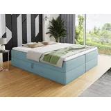Sofnet Bett ohne Kopfteil Base mit 2 Bettkästen - Polsterbett, Freistehendes Blau (Vidar 83), 140 x 200 cm)