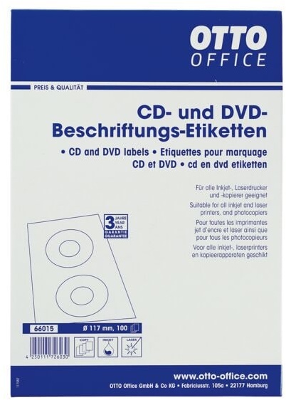 200er-Pack CD-/DVD-Label weiß, OTTO Office