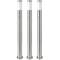 ETC Shop 3x Stehleuchte silber, Bewegungsmelder, H 110 cm