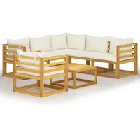 vidaXL Garten-Lounge-Set 7-tlg. creme Massivholz Akazie