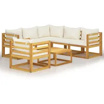 vidaXL Garten-Lounge-Set 7-tlg. creme Massivholz Akazie
