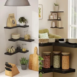 Vicco Eckregal 3er Set MDF 40,5 x 2,5 cm schwarz