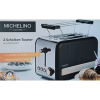 Michelino Toaster Retro-Look, 2-Scheiben, 850 Watt, schwarz/rose-goldfarben NEU