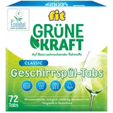 fit Grüne Kraft Classic Tabs 72 Stück - Geschirrspül-Tabs für Spülmaschinen, Sauberkeit, Glanz, wasserlösliche Folie, vegan
