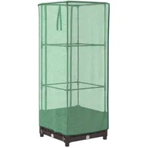 vidaXL Hochbeet mit Gewächshaus-Aufsatz Rattan-Optik Braun 40 x 123 x 40 cm