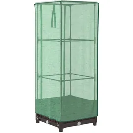 vidaXL Hochbeet mit Gewächshaus-Aufsatz Rattan-Optik Braun 40 x 123 x 40 cm
