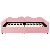 REDOM Polsterbett Kinderbett, Schlafsofa Jugendbett Gästebett (mit 2 Schubladen, Bettrahmen Teddybärstoff, Multifunktionsweichbett, mit Rückenlehne und Armlehnen), ohne Matratze rosa