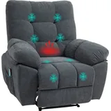 Homcom Relaxsessel Fernsehsessel mit Liegefunktion Massagesessel mit Vibration, Heizung, 8 Modi, TV Sessel mit Wandnahen Design, Dunkelgrau - Dunkelgrau
