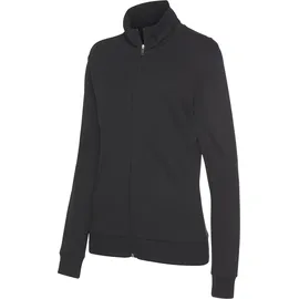 bench. loungewear Sweatjacke BENCH. LOUNGEWEAR, Damen, Gr. 36/38, schwarz, Interlock, Obermaterial: 100% Baumwolle, unifarben, Basic, Basic hüftlang, Rippbündchen, Sweatjacken Sweatjacke, mit glänzender Logostickerei am Stehkragen, Loungewear