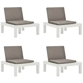 vidaXL Gartenstühle mit Auflagen 4 Stk. Kunststoff Weiß