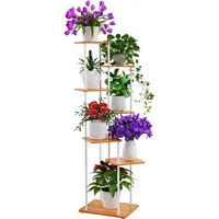 Altorico 7-Tier Pflanzenregal Hölzern Metall Blumenregal, 130cm Mehrstöckig Pflanzenständer