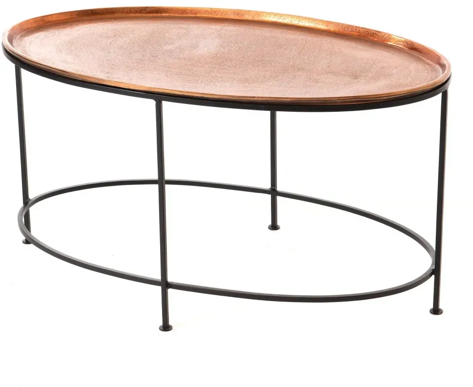 Couchtisch oval Kupfer - Oval Metall Amadeus 85x50 cm