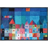 Wash+Dry Fußmatte, Colourful Houses 50x75 cm, innen und außen, waschbar