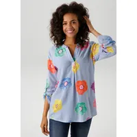 Aniston CASUAL Schlupfbluse, gestreift und mit bunten Blüten verziert,