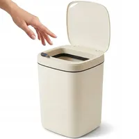 Sensor Mülleimer 12L Automatik Bad Abfalleimer Berührungslos mit Deckel Beige