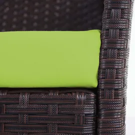 Mendler 2er-Set Poly-Rattan Gartensessel Halden, Korbsessel ~ braun-meliert, Kissen grün