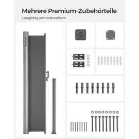Songmics Aluminium Seitenmarkise 400 x 200 cm Grau