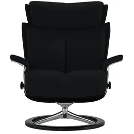 Stressless Relaxsessel Leder 91 x 112 x 84 cm Schwarz mit Hocker