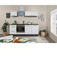 Respekta Premium Küchenzeile RP210EWCBO  (Breite: 210 cm, Weiß, Mit Elektrogeräten)