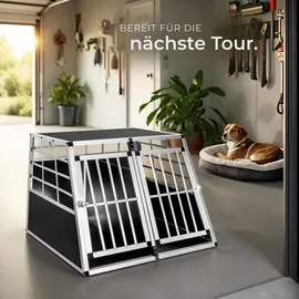 Tectake Hundetransportbox doppel 90,00 cm x 69,50 cm Schwarz