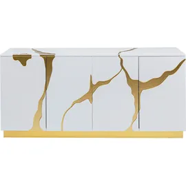 Kare-Design Sideboard, Weiß, Gold, 4 Fächer, 165x80x46 cm, Schlafzimmer, Schlafzimmer Kommoden