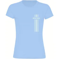 multifanshop Damen T-Shirt - Argentinien - Streifen - Druck weiß - Frauen