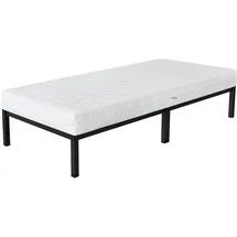 ML-Design Metallbett 90x200 cm auf Stahlrahmen mit Lattenrost, Schwarz, Matratze H:16cm,
