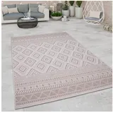 Paco Home Outdoor Teppich Flachgewebe Modern Boho Ethno wetterfest Außenbereich 80x150 cm, Beige 2