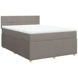 vidaXL Boxspringbett mit Matratze Taupe 140x200 cm Stoff