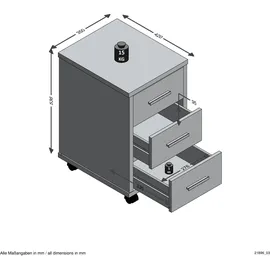 FMD Diego 2 Rollcontainer 35 x 53,6 x 59 grau