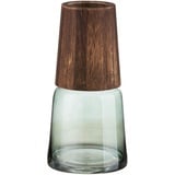 GILDE Vase Glasvase - aus Glas Holz - Deko Herbst Wohnzimmer Geschenk für Frauen - Farben: braun grün - Höhe 28,5 cm