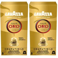 Lavazza Qualità Oro, Arabica-Bohnen mit fruchtig-floralem Geschmack, 10 Kapseln, Nespresso kompatibel (Packung mit 2)