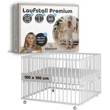 Sämann Laufgitter mit Matratze Cloud Air & Lattenrost | weiß | Premium | Gr.: 100x100 cm)