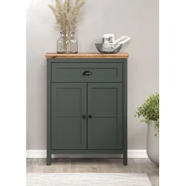 trendteam Kommode Stanton in grün und Eiche Landhaus Flur Diele 77 x 102 cm - tannengrün, Eiche