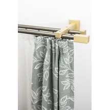 GARESA Gardinenschiene GARESA "Cubus, Quader Innenlauf", beige (natur, chromfarben), L:240cm, Gardinenstangen, Gardinenschiene, Innenlauf-Vorhanggarnitur, verlängerbar, Holz-Aluminium
