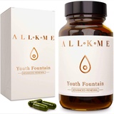 ALLKME Kollagen und Hyaloronsäure Booster - VEGAN Vitamin Komplex hochdosiert: Vitamin E,C,B D, Omega 3-60 Kollagen Kapseln, Anti Aging, Anti Falten, Glutenfrei Haar Vitamin