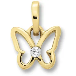 Ketten-Anhänger ONE ELEMENT "Zirkonia Schmetterling Anhänger aus 333 Gelbgold", gold, Schmuckanhänger, Mädchen, Gelbgold 333, Damen Gold Schmuck Schmetterling