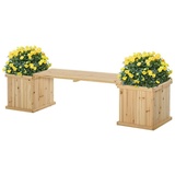 Outsunny Hochbeet mit kleiner Sitzbank mit Blumenkasten Garten Holzbank Parkbank Natur