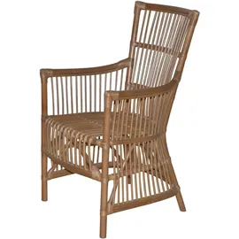 MID.YOU Sessel, Braun, Holz, Rattan, massiv, Uni, 55x96x62 cm, inklusive Armlehnen, Wohnzimmer, Sessel, Polstersessel