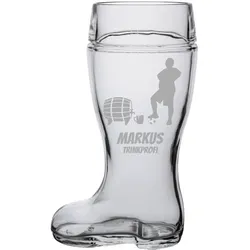 Bierstiefel 1,0l mit Gravur - Spieler mit Bierfass