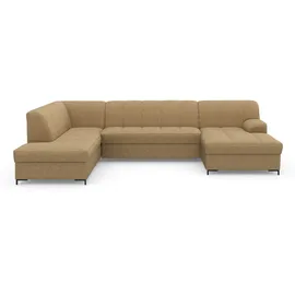 Home Affaire Wohnlandschaft HOME AFFAIRE "Balme, moderne Formensprache, zeitloses Design, U-Form", beige, B:297cm H:75cm T:195cm, 100% Polyester, Sofas, Wohnlandschaft, Inkl. Zierkissen, wahlweise mit Bettfunktion