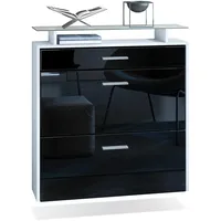 Vladon Schuhschrank, Schwarz Hochglanz, Holzwerkstoff, 89x96x23 cm, Garderobe, Schuhaufbewahrung,