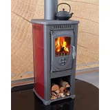 EEK A+ Kaminofen Okta rot mit Herdplatte - 3,9kW