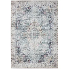 benuta Vintage-Teppich, Blau, Kunststoff, Vintage, Rechteckig, 200x300 cm Oeko-Tex® Standard 100, in verschiedenen Größen erhältlich, rutschfeste Unterfläche, waschbar, Teppiche - Böden, Teppiche, Vintage-Teppiche