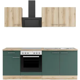 OPTIFIT Küchenzeile Livorno 290 210 cm Steingrün/Wildeiche
