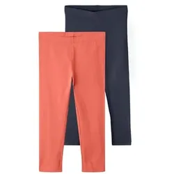 name it Leggings 2er Pack Nkfvivian Coral/Dark Sapphire, 74/80