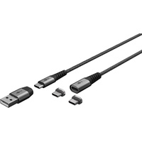 goobay 65653 USB Kabel 1 m USB C Schwarz, Grau