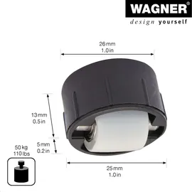 Wagner Bohrsenk-Soft-Lenkrolle ROLLER MINI - Ø 15 mm, Kugellager, Gehäuse Ø 26/25 x 13/5 mm, Tragkraft 50 kg - 01702701